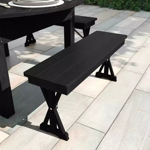 Flash Furniture HERCULES 40 x 12 Black Wash Commercial Antique Solid Pine Farmhouse Folding Bench with Foldable Locking X-Legs