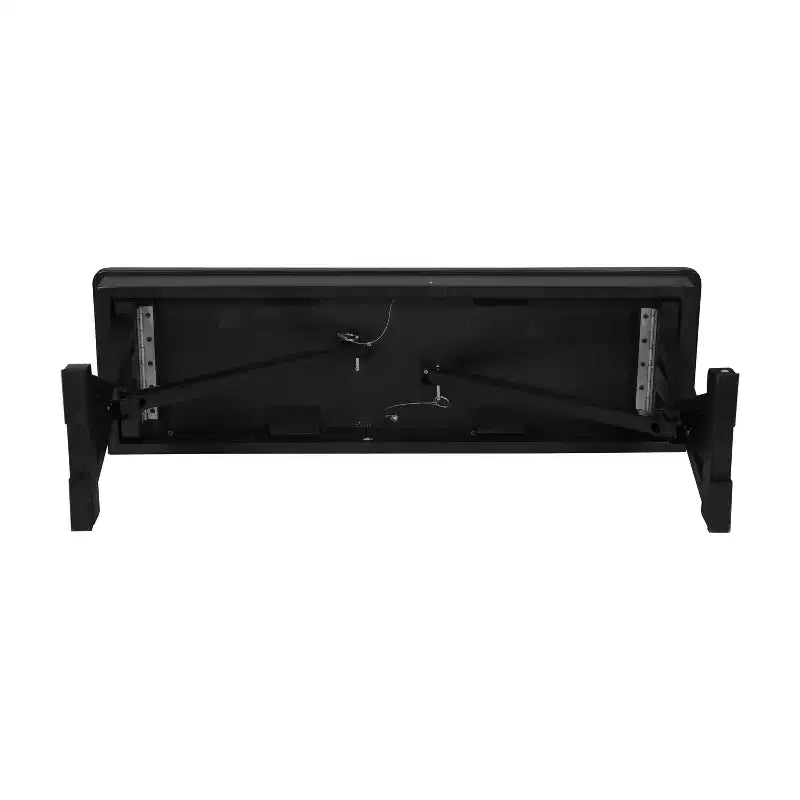 Banc de ferme pliant commercial en pin massif antique de 40 x 12 pouces, noir délavé, avec pieds en X pliables et verrouillables