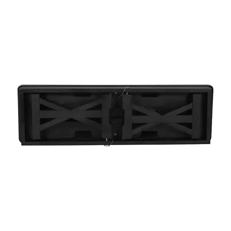 Banc de ferme pliant commercial en pin massif antique de 40 x 12 pouces, noir délavé, avec pieds en X pliables et verrouillables