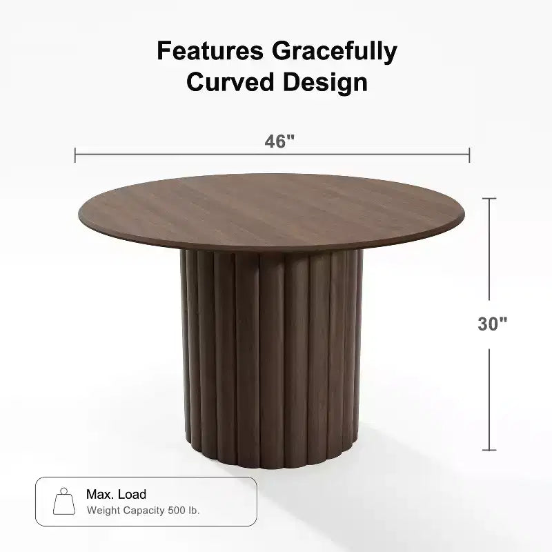 Table de salle à manger ronde en bois massif de 46 pouces