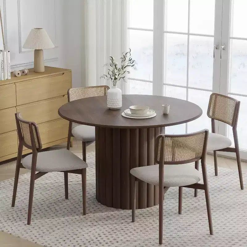 Table de salle à manger ronde en bois massif de 46 pouces