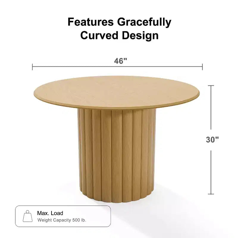 Table de salle à manger ronde en bois massif de 46 pouces