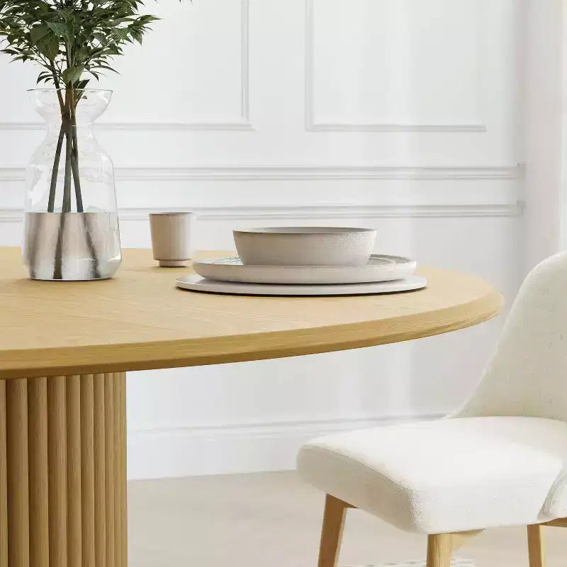 Table de salle à manger ronde en bois massif de 46 pouces