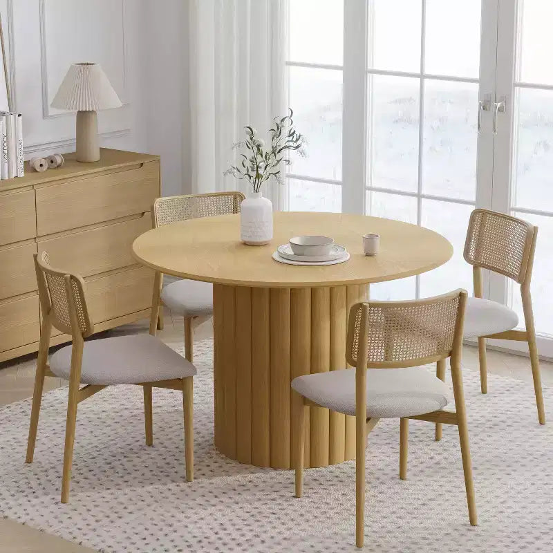 Table de salle à manger ronde en bois massif de 46 pouces
