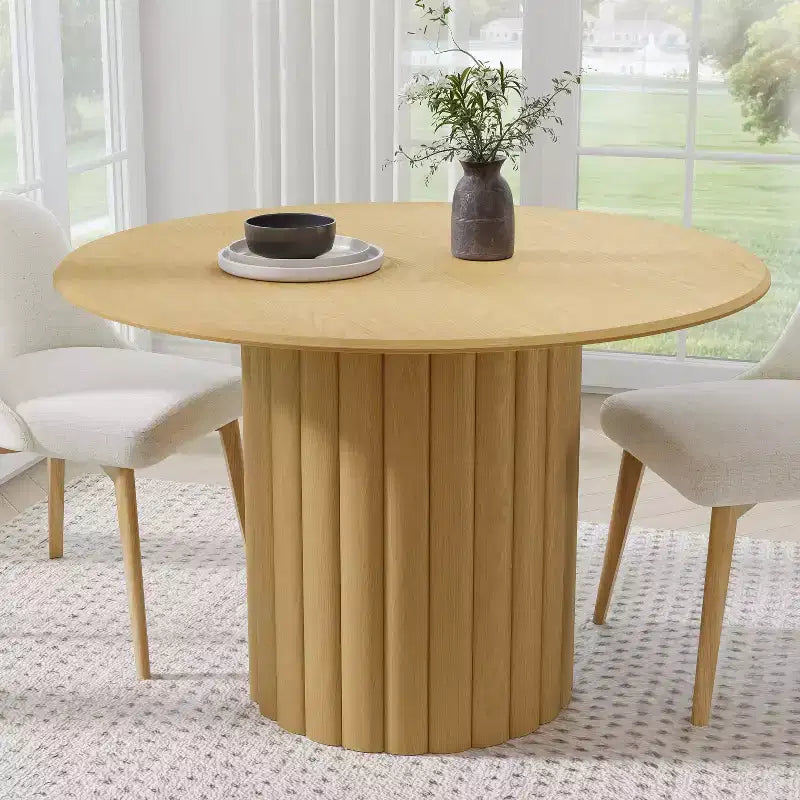 Table de salle à manger ronde en bois massif de 46 pouces