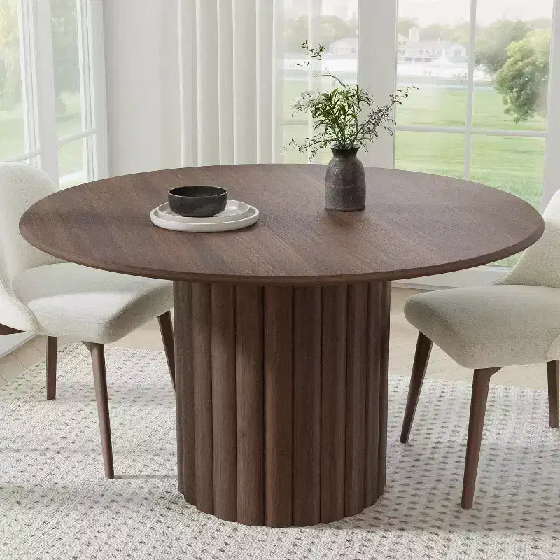 Table de salle à manger ronde en bois massif de 46 pouces