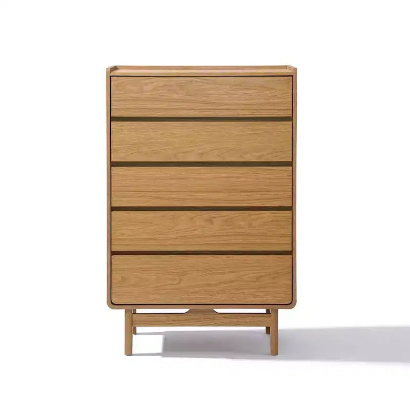 LuxenHome Summer Oak Engineered Wood 48.5-Inch Tall 5-Drawer Bachelor Chest Brown