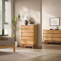 Commode de célibataire à 5 tiroirs en bois d'ingénierie Summer Oak, hauteur 48,5 pouces, marron