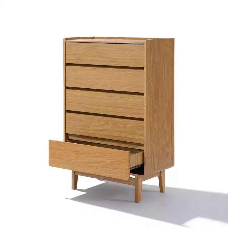 Commode de célibataire à 5 tiroirs en bois d'ingénierie Summer Oak, hauteur 48,5 pouces, marron