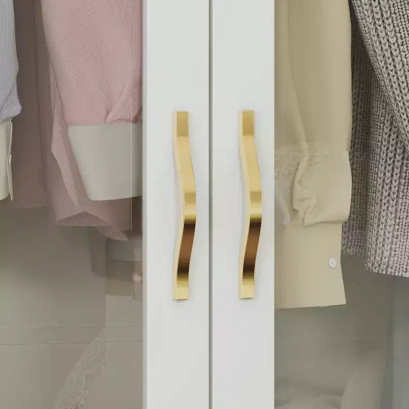 Armoire blanche 3 portes vitrées, double penderie