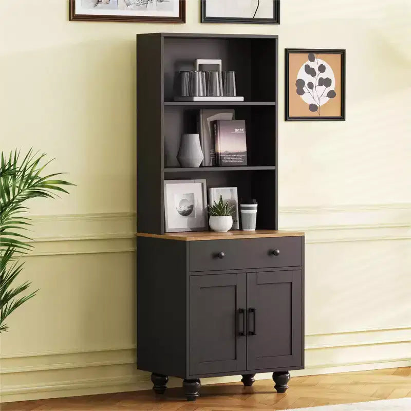Armoire de rangement Whisen Farmhouse avec pieds en bois en forme de gourde et étagères réglables