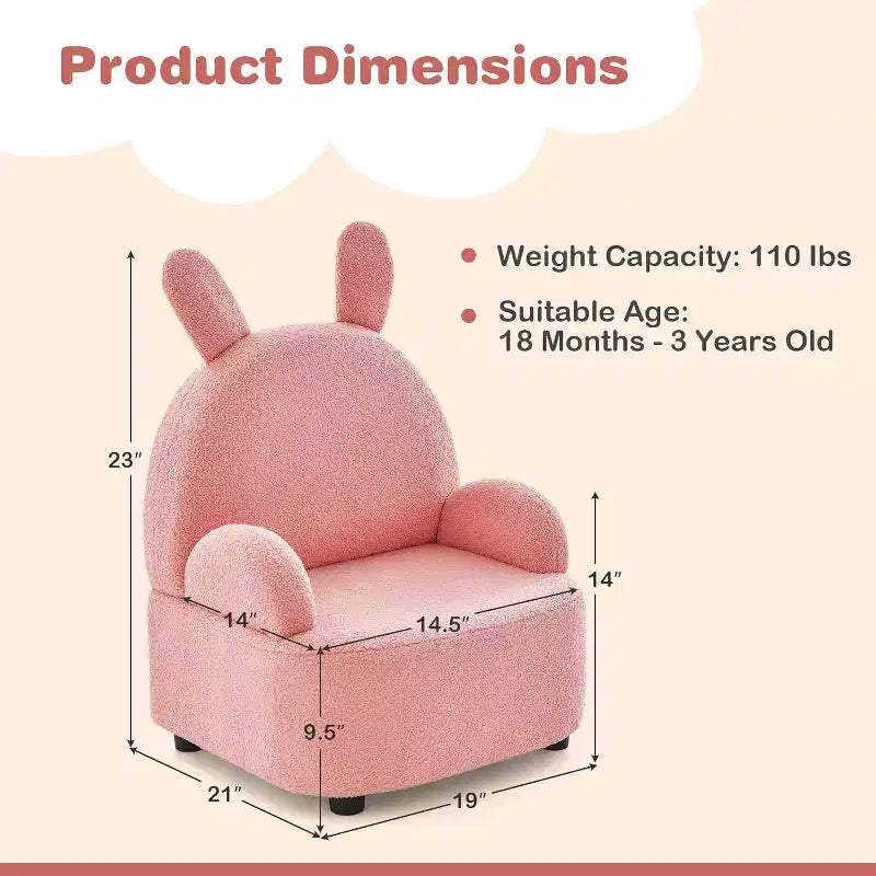 Mini canapé enfant, fauteuil pour tout-petits, avec construction en bois massif robuste, tissu moelleux