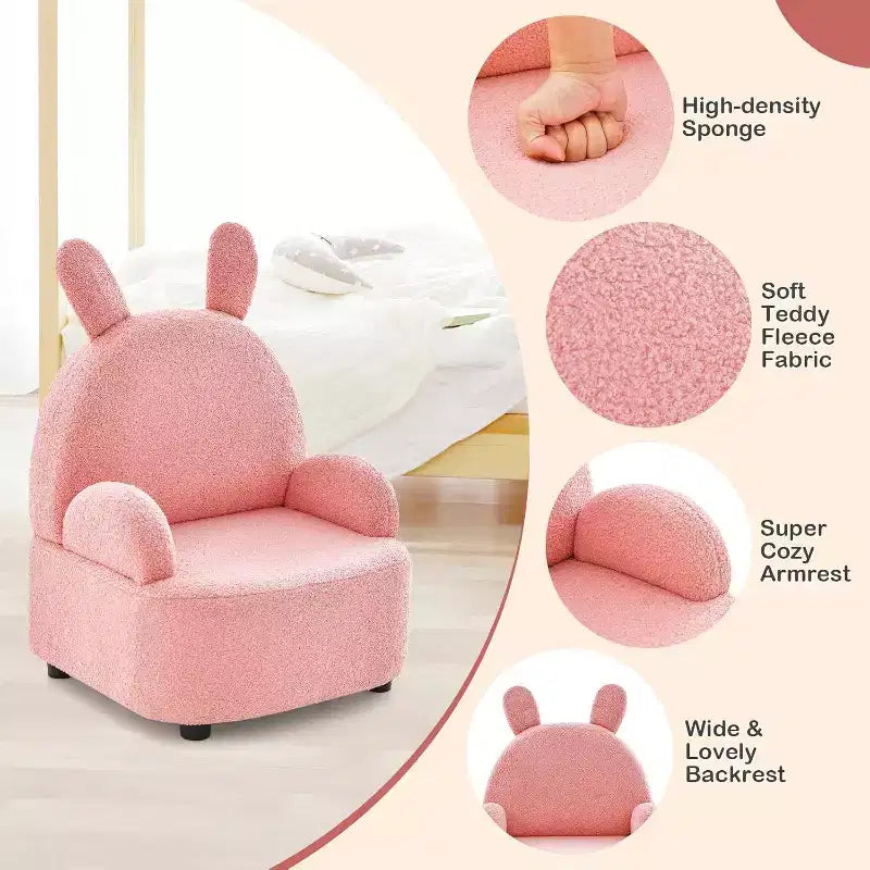 Mini canapé enfant, fauteuil pour tout-petits, avec construction en bois massif robuste, tissu moelleux