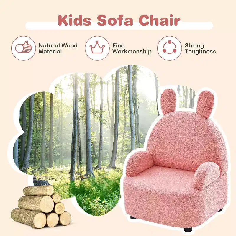 Mini canapé enfant, fauteuil pour tout-petits, avec construction en bois massif robuste, tissu moelleux