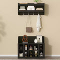 Whisen Elegant Hall Tree with Wall Mounted Coat Rack and Adjustable Shelves and 4 Hooks