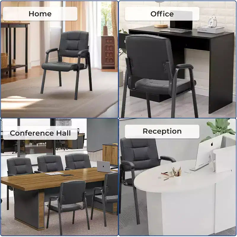 Chaise visiteur en similicuir Siège visiteur de bureau piètement luge