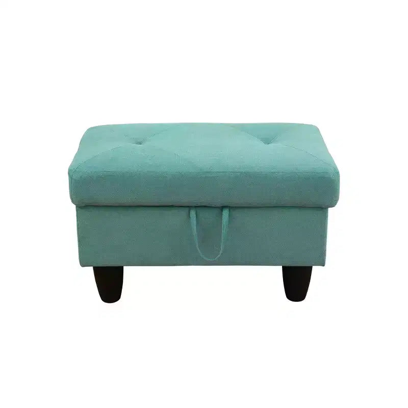 28,5 po (L) Pouf rectangulaire en lin avec rangement