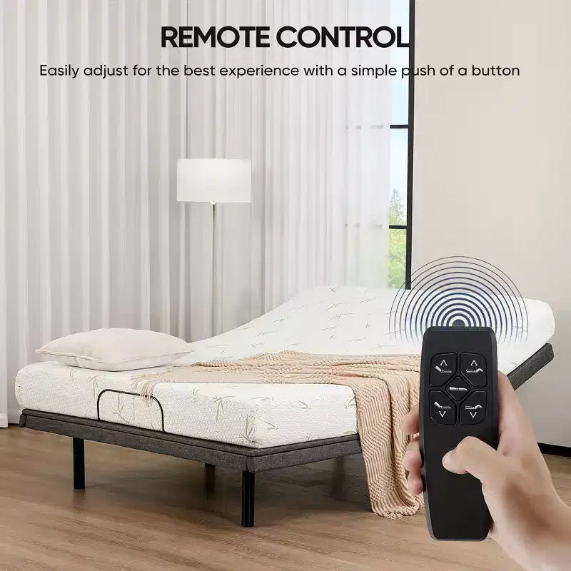 Cadre de lit motorisé ergonomique avec télécommande sans fil - Inclinaison indépendante de la tête et des pieds, Moteur silencieux, Idéal pour la détente, le travail, la lecture et regarder la télévision