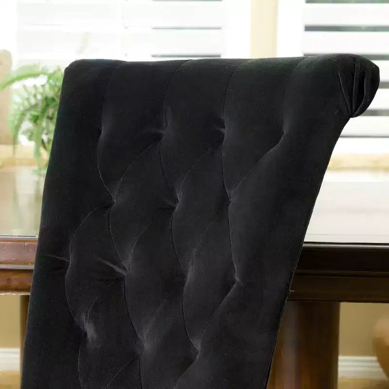 Chaises de salle à manger contemporaines capitonnées avec dossier roulé et pieds effilés (lot de 2)