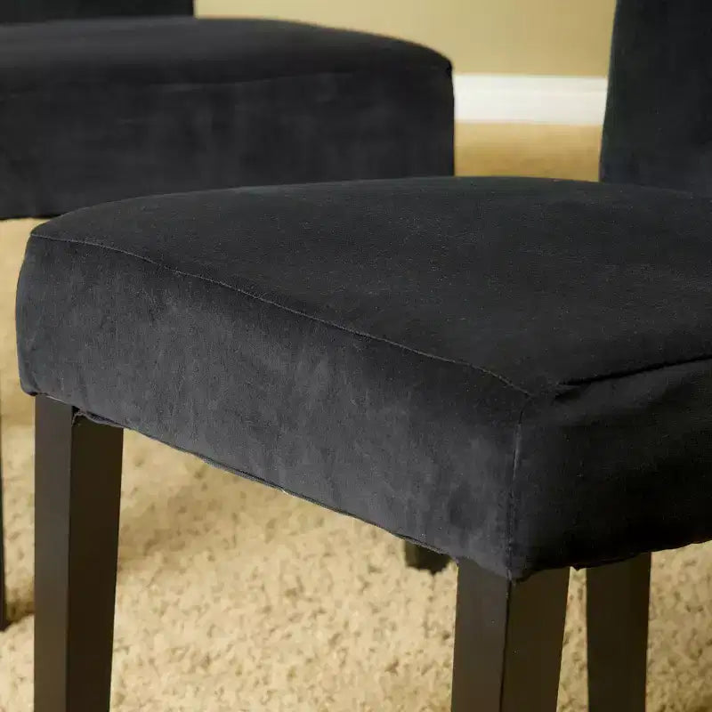 Chaises de salle à manger contemporaines capitonnées avec dossier roulé et pieds effilés (lot de 2)