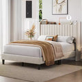 Yaheetech Upholstered Bed Frame with Charging Outlets &amp; USB Ports