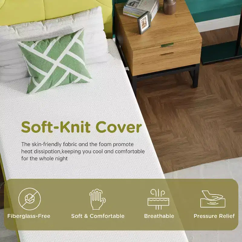Matelas en mousse à mémoire de forme au gel de 6 pouces Matelas à fermeté moyenne pour un sommeil frais &amp