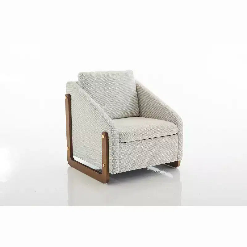 Fauteuil d'appoint rembourré 29W avec assise et dossier rembourrés, beige/gris/bleu