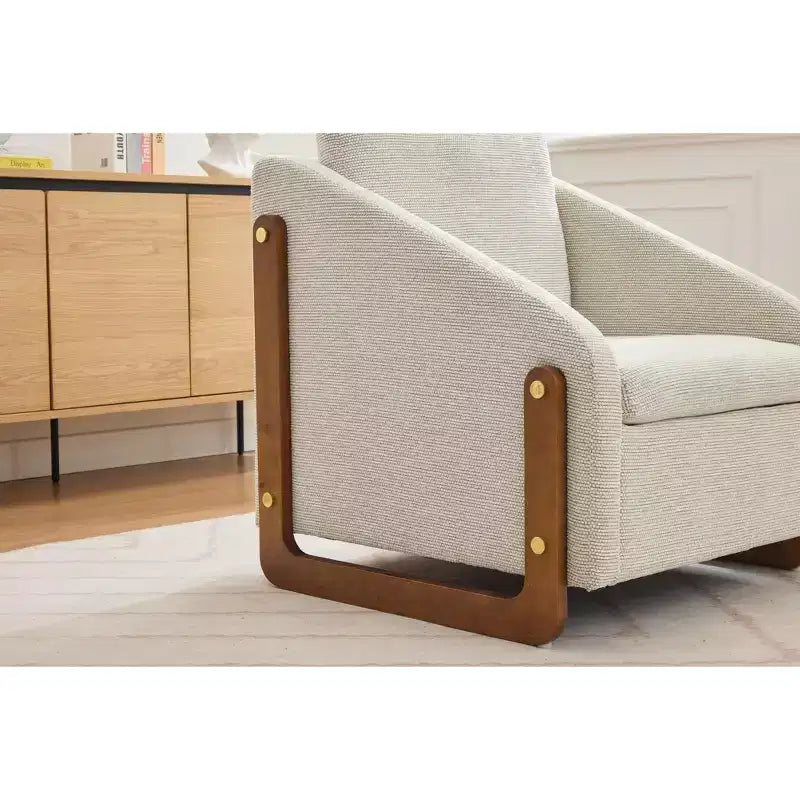 Fauteuil d'appoint rembourré 29W avec assise et dossier rembourrés, beige/gris/bleu