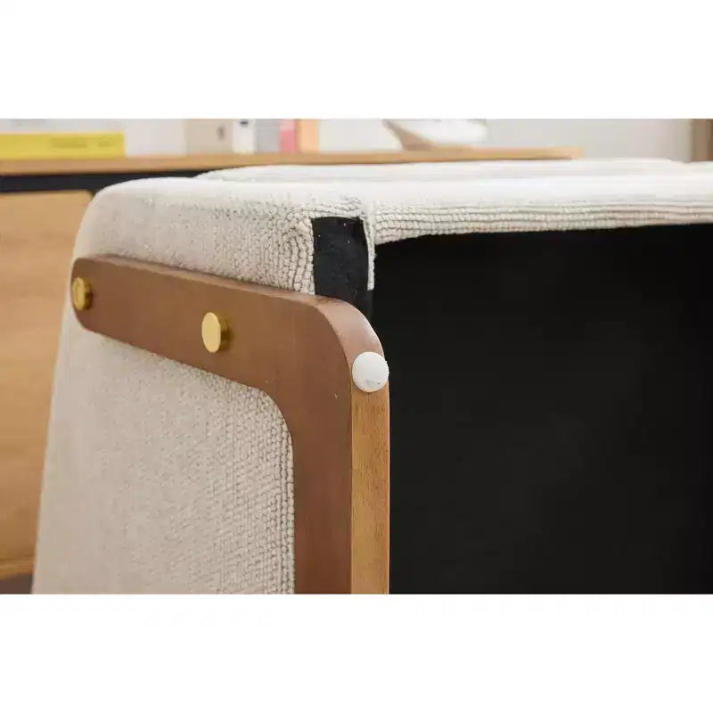 Fauteuil d'appoint rembourré 29W avec assise et dossier rembourrés, beige/gris/bleu