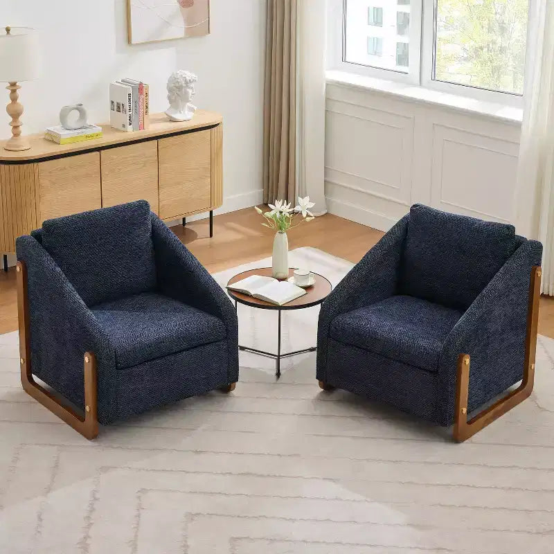 Fauteuil d'appoint rembourré 29W avec assise et dossier rembourrés, beige/gris/bleu