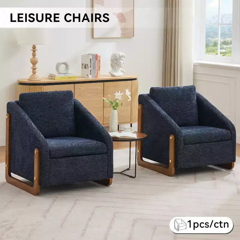Fauteuil d'appoint rembourré 29W avec assise et dossier rembourrés, beige/gris/bleu