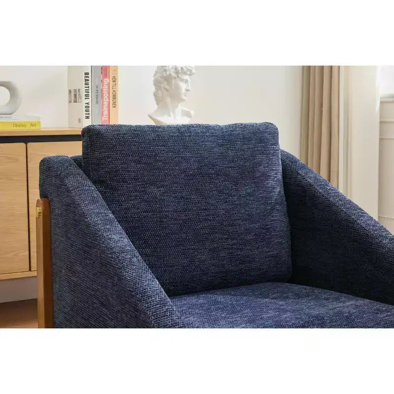Fauteuil d'appoint rembourré 29W avec assise et dossier rembourrés, beige/gris/bleu