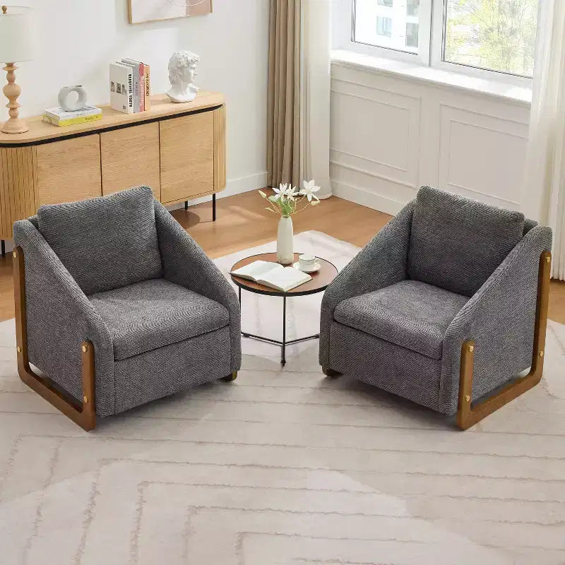 Fauteuil d'appoint rembourré 29W avec assise et dossier rembourrés, beige/gris/bleu