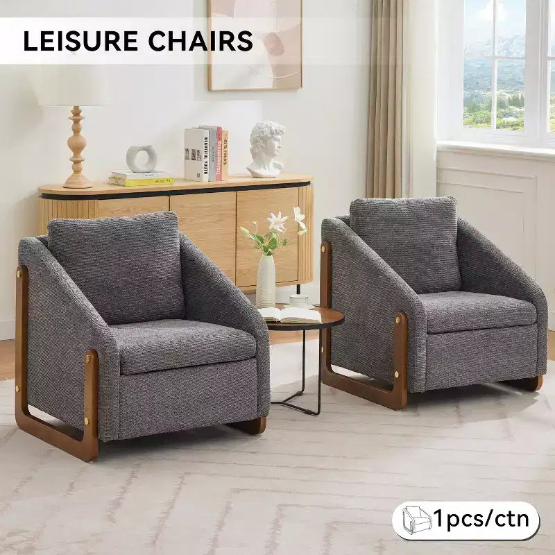 Fauteuil d'appoint rembourré 29W avec assise et dossier rembourrés, beige/gris/bleu