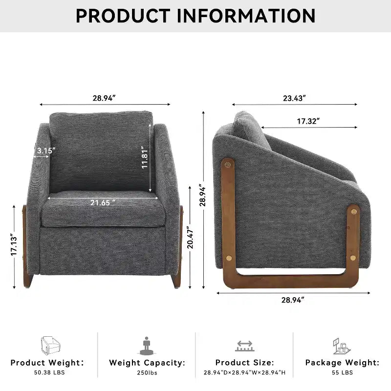 Fauteuil d'appoint rembourré 29W avec assise et dossier rembourrés, beige/gris/bleu