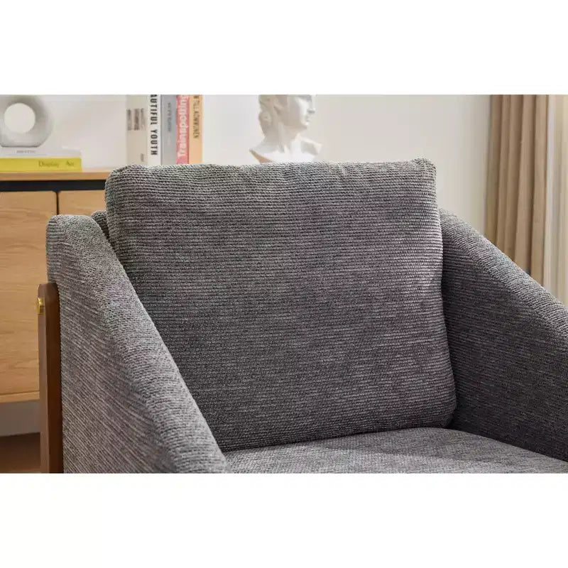 Fauteuil d'appoint rembourré 29W avec assise et dossier rembourrés, beige/gris/bleu
