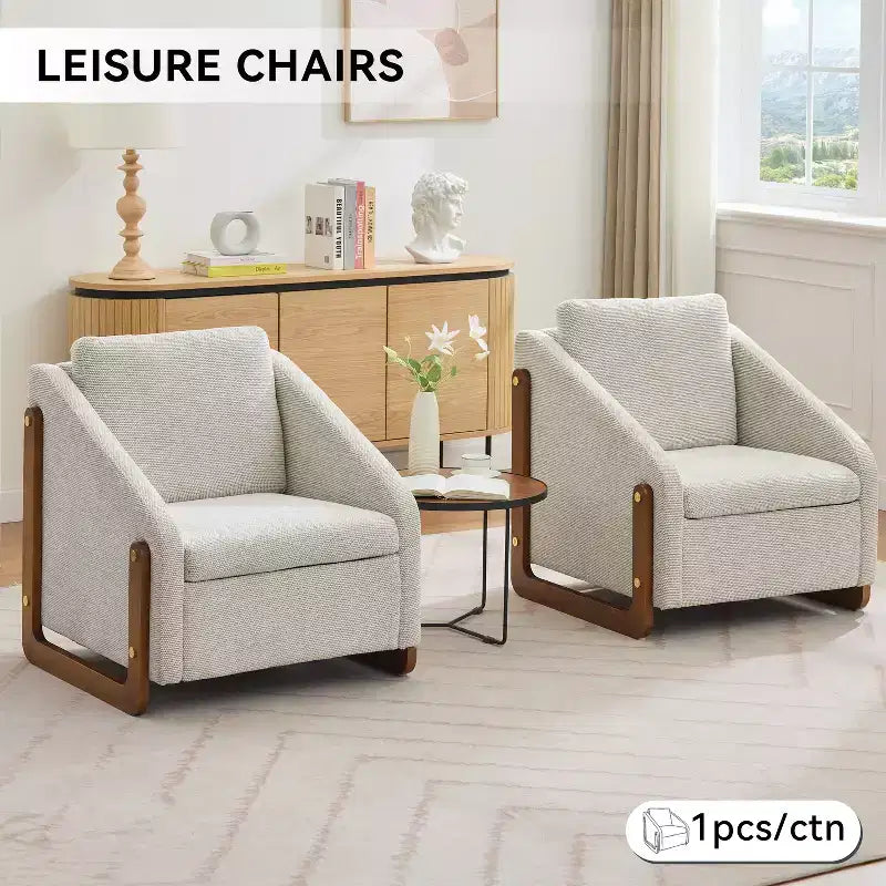 Fauteuil d'appoint rembourré 29W avec assise et dossier rembourrés, beige/gris/bleu