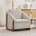 29W Upholstered Accent Chair Arm Chair Accent Leisure Chair with Cushioned Seat and Backrest, Beige/Gray/Blue-ModernLuxe