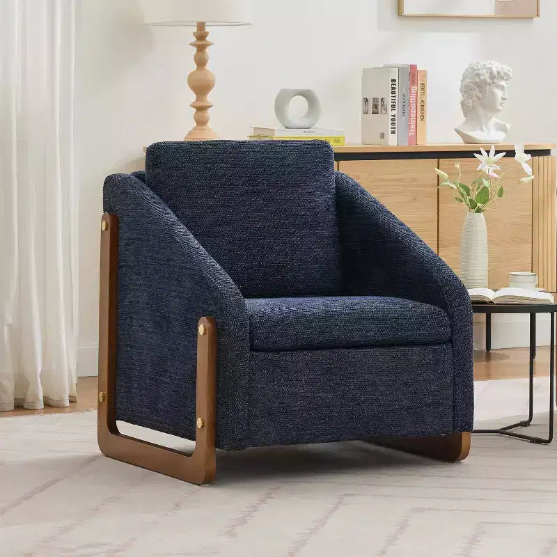 Fauteuil d'appoint rembourré 29W avec assise et dossier rembourrés, beige/gris/bleu
