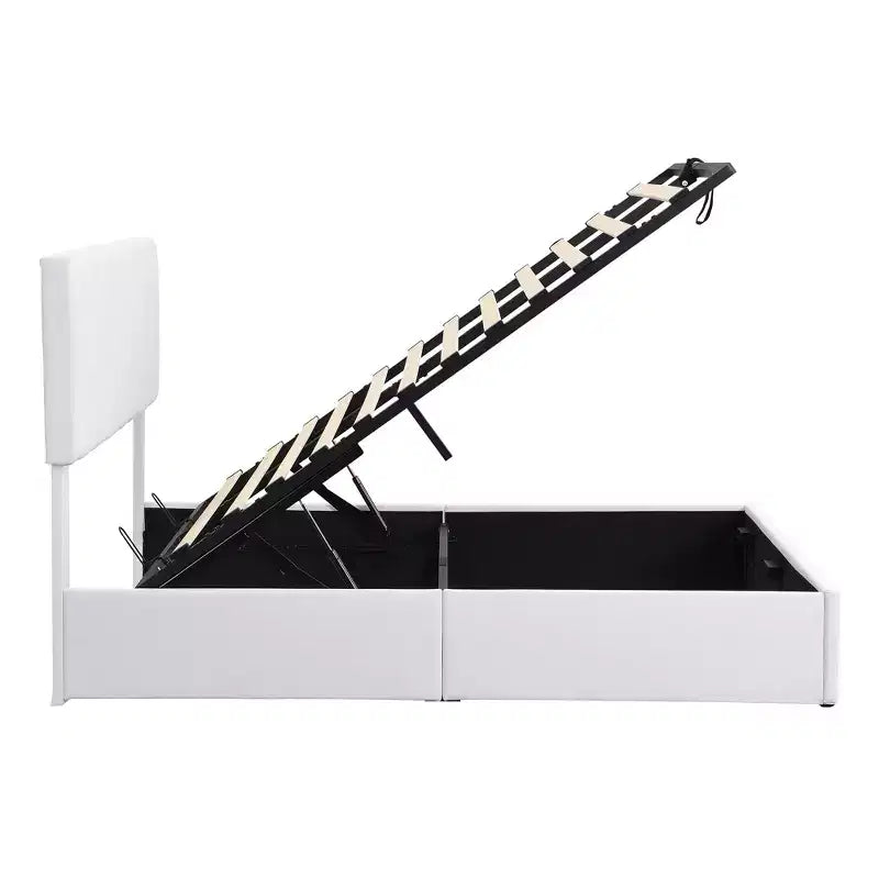 Lit plateforme rembourré de style moderne avec système de rangement hydraulique