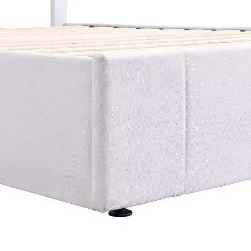 Lit plateforme rembourré de style moderne avec système de rangement hydraulique