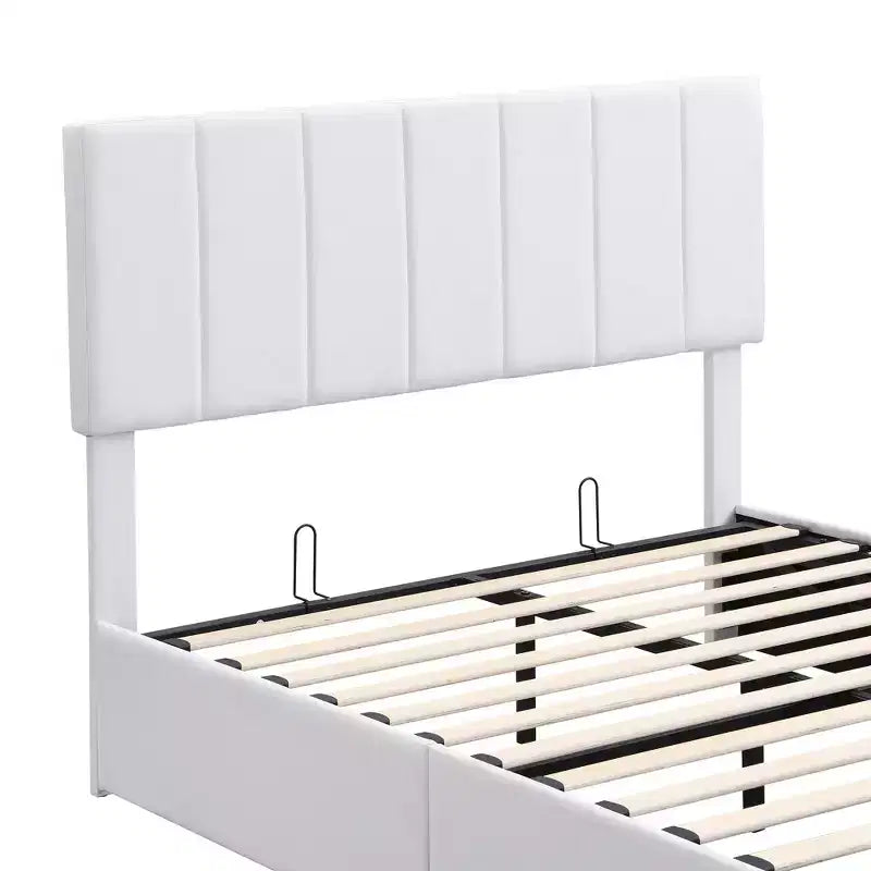 Lit plateforme rembourré de style moderne avec système de rangement hydraulique