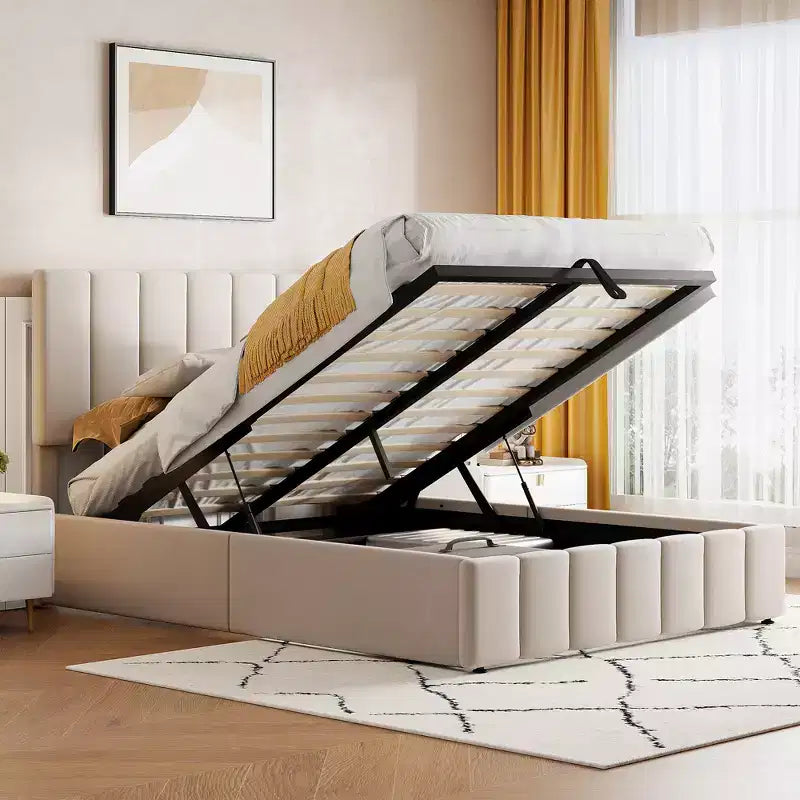 Whisen Modern Style Upholstered Platform Bed with Hydraulic Storage System
