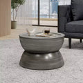 24W Metal Hammered Coffee Table Cocktail Table Center Table with Hourglass Design, Antique Silver - Christopher Knight Home