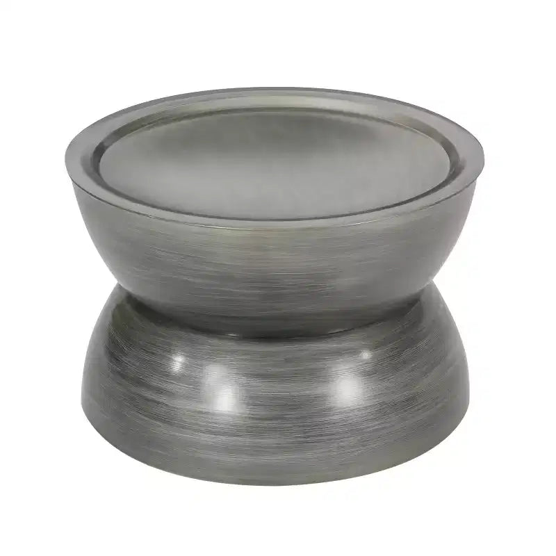 Table basse 24W marteau en métal avec design sablier, argent antique