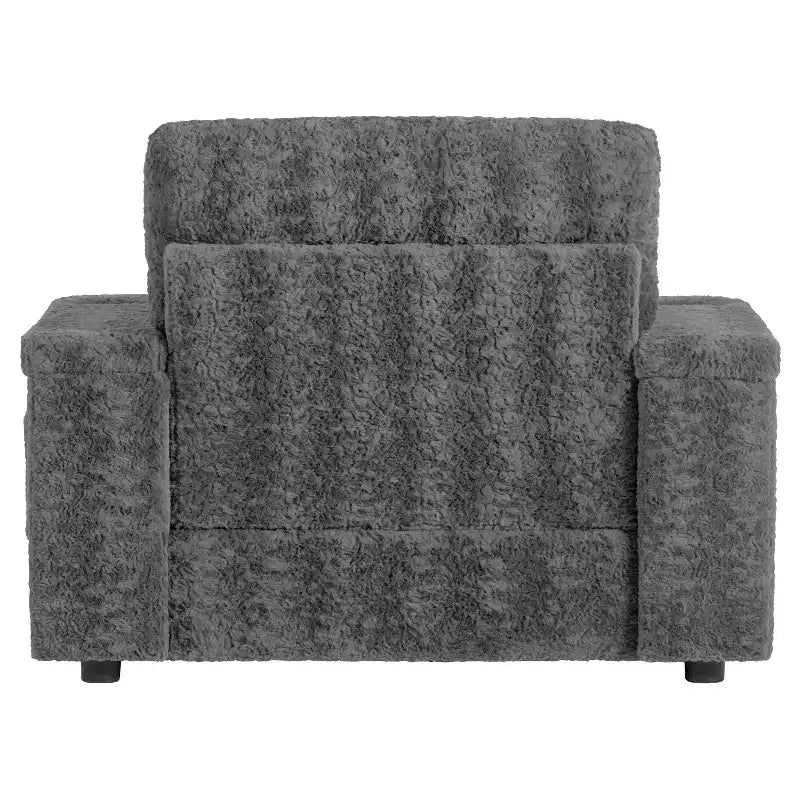 Chaise longue surdimensionnée en fausse fourrure de lapin avec pouf de rangement et accoudoirs, canapé-lit rembourré avec porte-gobelets