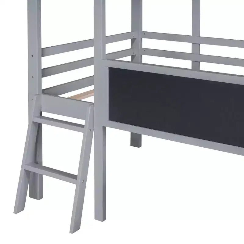 Lit mezzanine superposé simple avec toboggan et échelle, 78,9 L x 72,7 l, avec tableau noir et bande lumineuse sur le toit