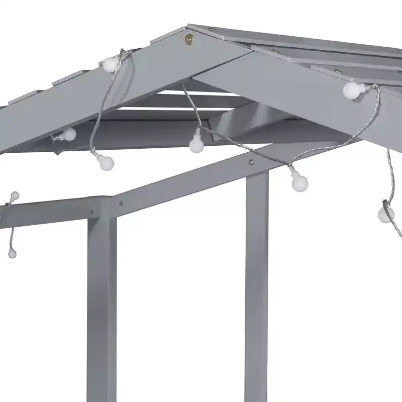Lit mezzanine superposé simple avec toboggan et échelle, 78,9 L x 72,7 l, avec tableau noir et bande lumineuse sur le toit