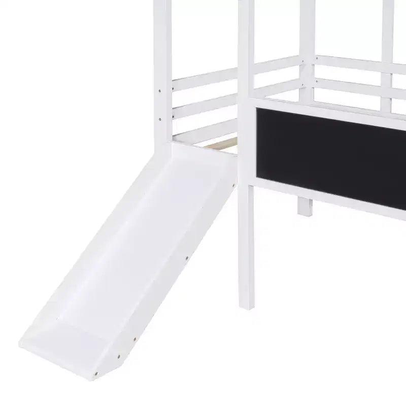 Lit mezzanine superposé simple avec toboggan et échelle, 78,9 L x 72,7 l, avec tableau noir et bande lumineuse sur le toit