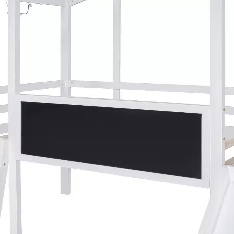 Lit mezzanine superposé simple avec toboggan et échelle, 78,9 L x 72,7 l, avec tableau noir et bande lumineuse sur le toit